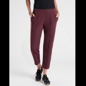 ATHLETA STUDIO BURGUNDY ELASTIC WAIST VENICE PINTUCK PANT